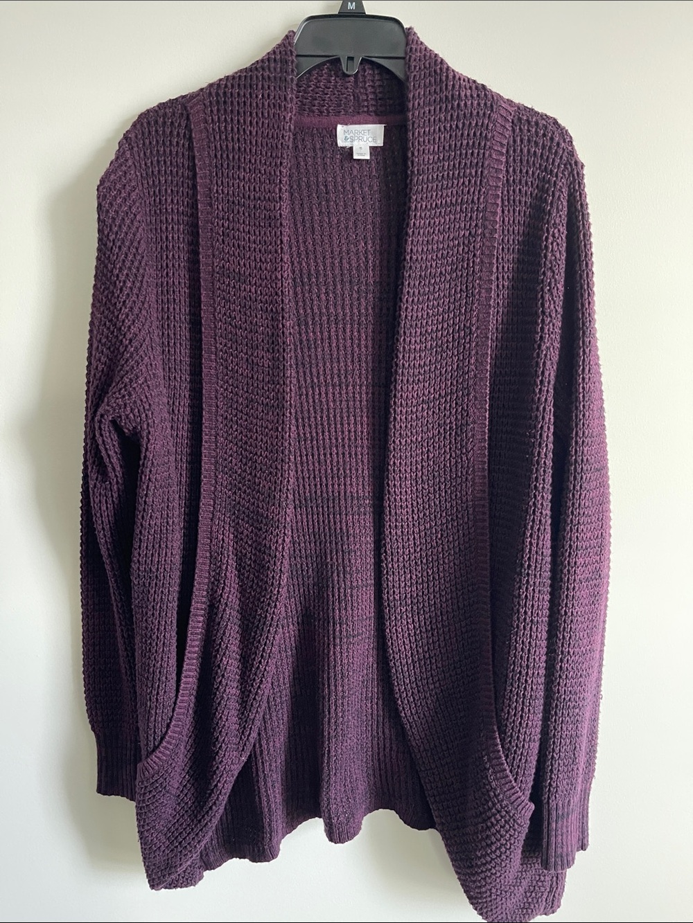Market & Spruce Open-Front Knit Cardigan - Plum, Size XL
